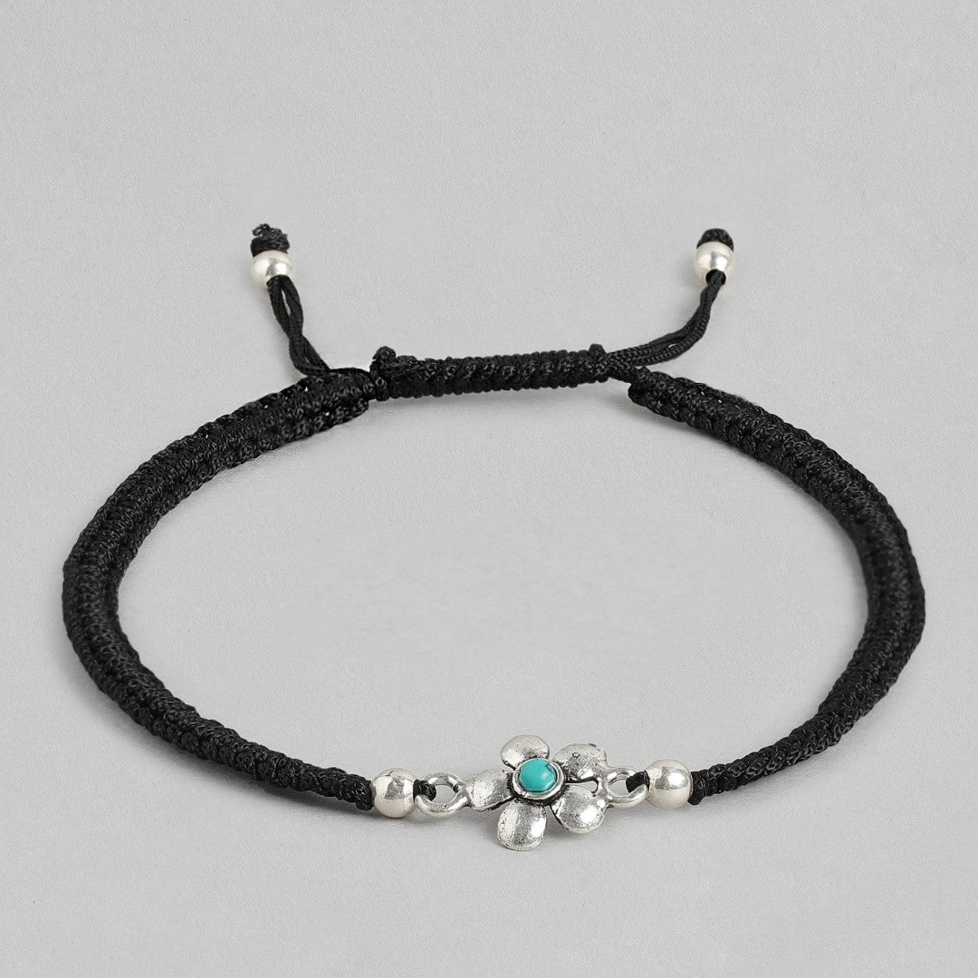 Floral Blue Rhodium Plated 925 Sterling Silver Thread Anklet Gift Hamper - Image 8