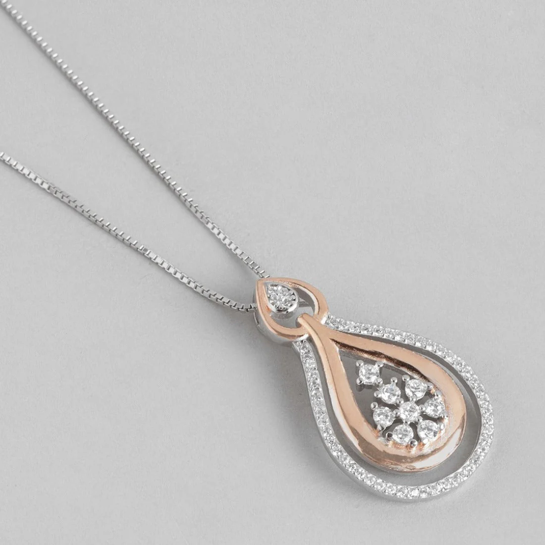 Floral CZ Harmony Dual Tone-Plated 925 Sterling Silver Pendant Gift Hamper - Image 3