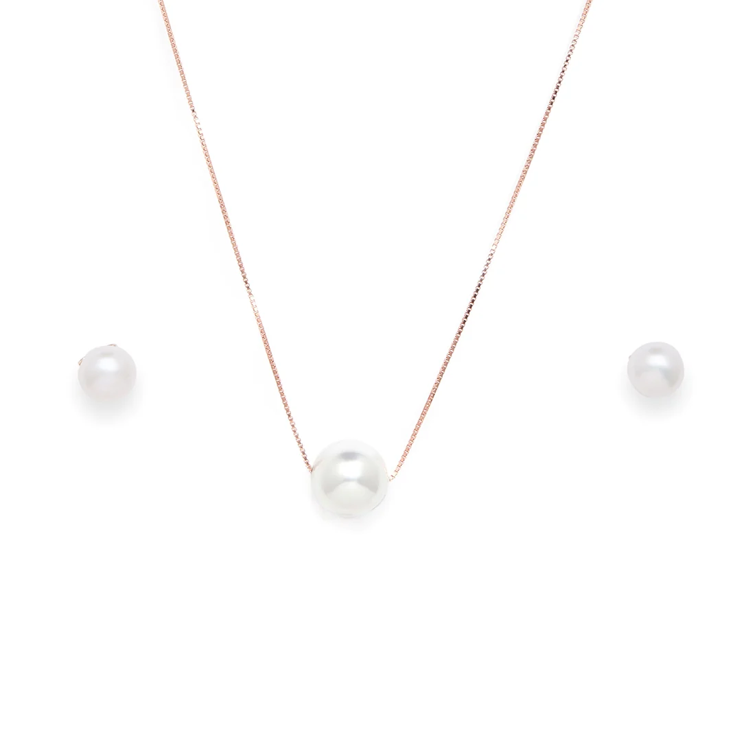 Freshwater Pearl 925 Silver Jewellery Set in Rose Gold - Image 3
