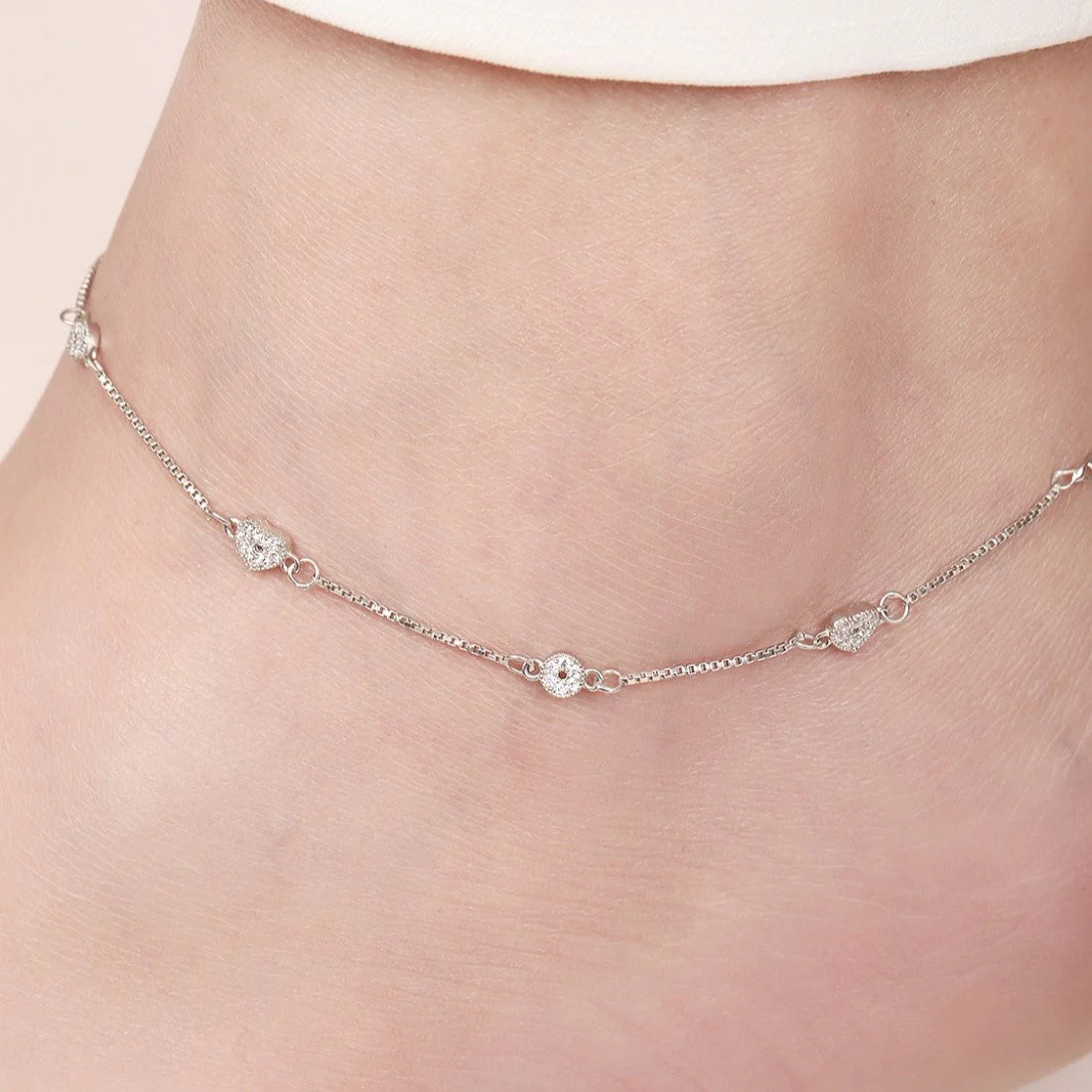Minimal Heart Trinket 925 Silver Anklet Gift Hamper - Image 3