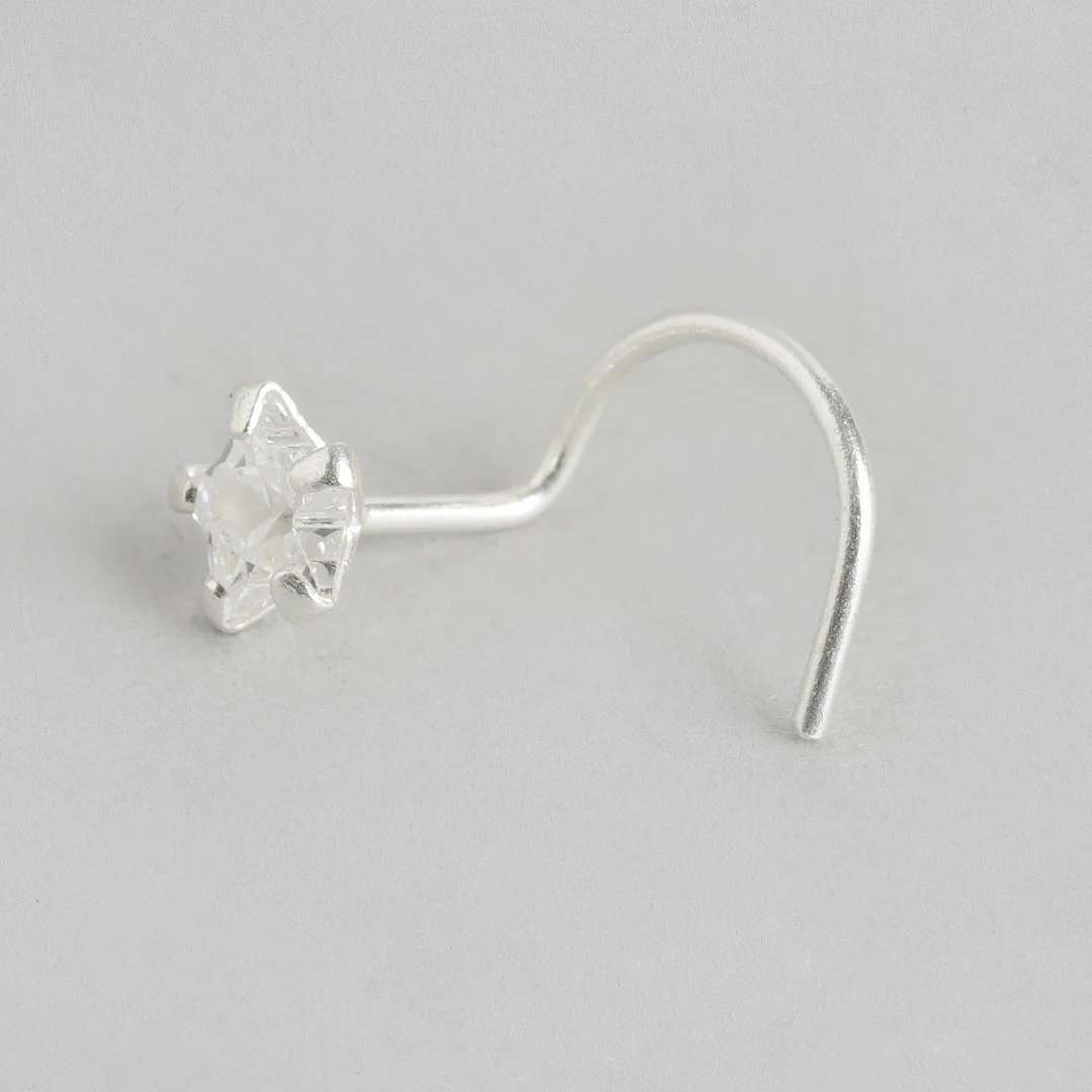 Minimal CZ Studded 925 Silver Nose Pin Set - Image 7