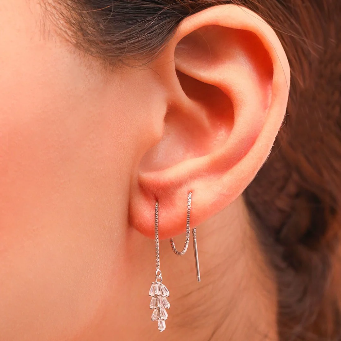 Sui Dhaga 925 Silver Earrings - Image 2