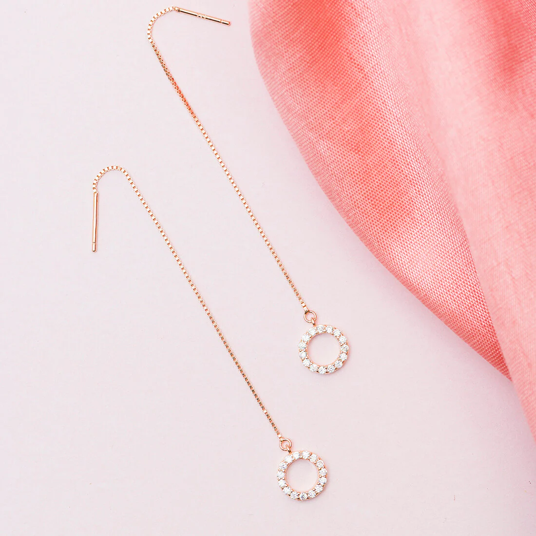 Sui Dhaga 925 Silver Earrings in Rose Gold - Image 3