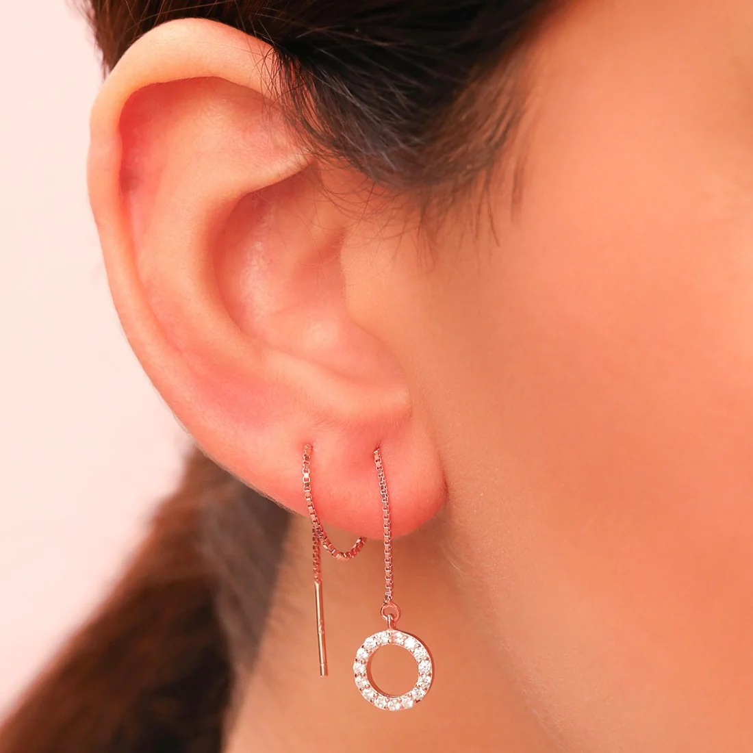 Sui Dhaga 925 Silver Earrings in Rose Gold - Image 4