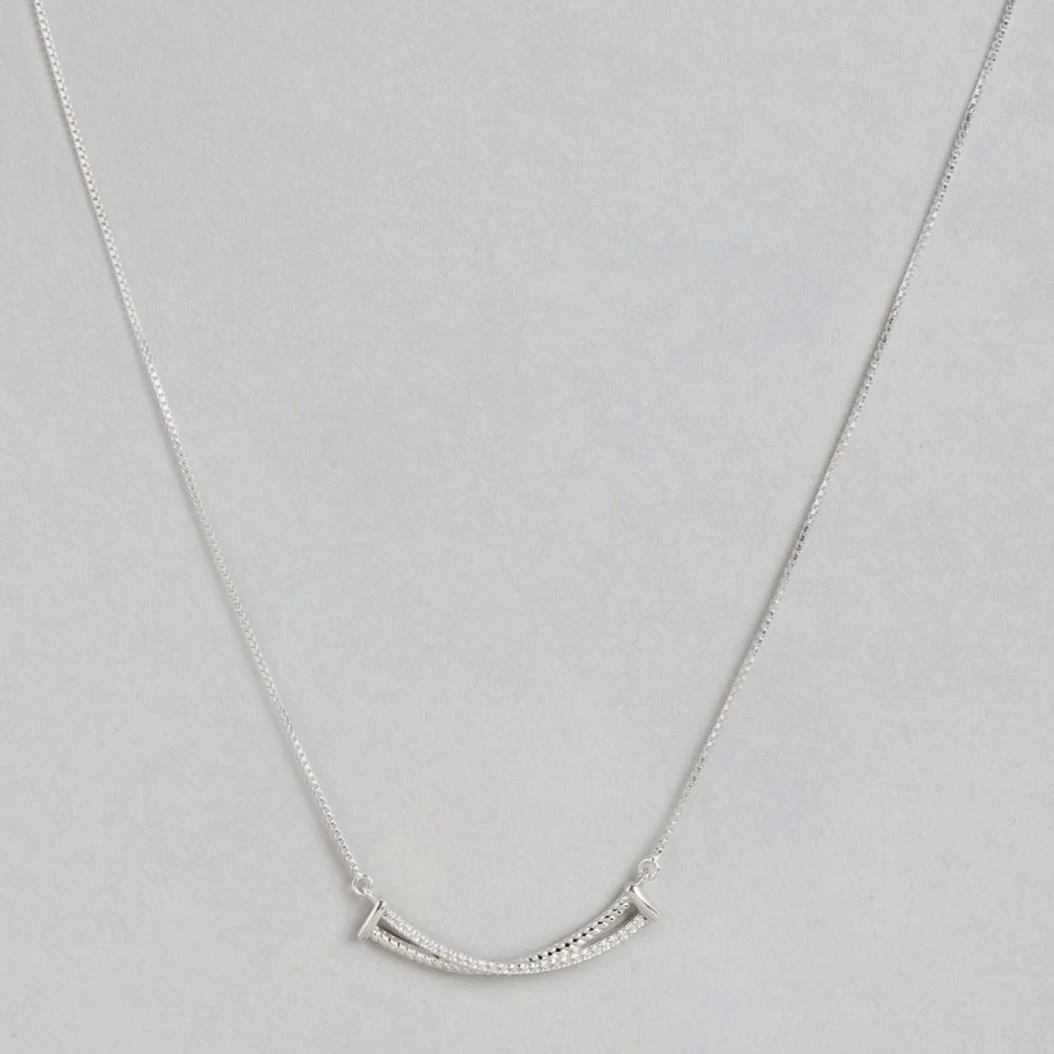 Crossover Rhodium Plated 925 Sterling Silver Necklace - Image 5