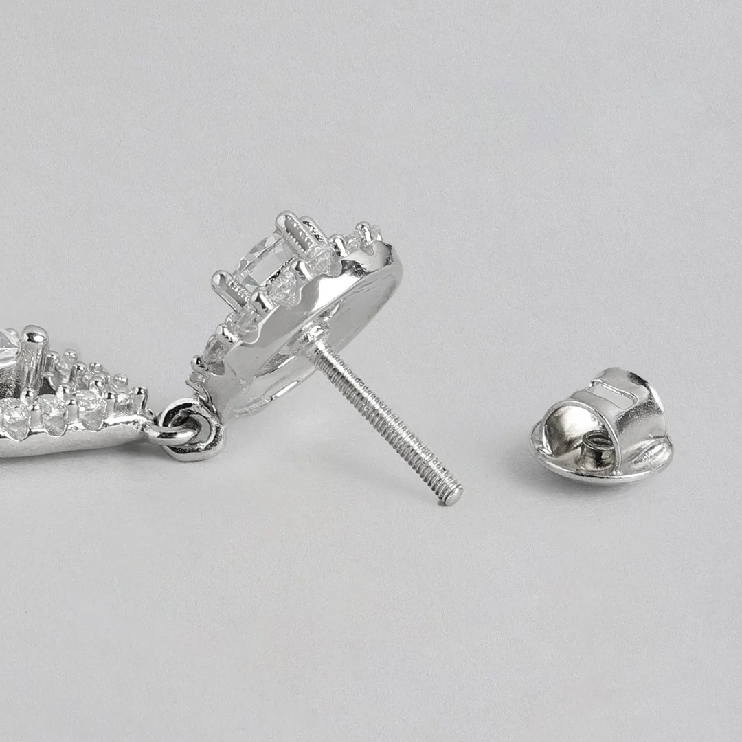Crystal Cascade Rhodium Plated 925 Sterling Silver Drop Earrings - Image 5