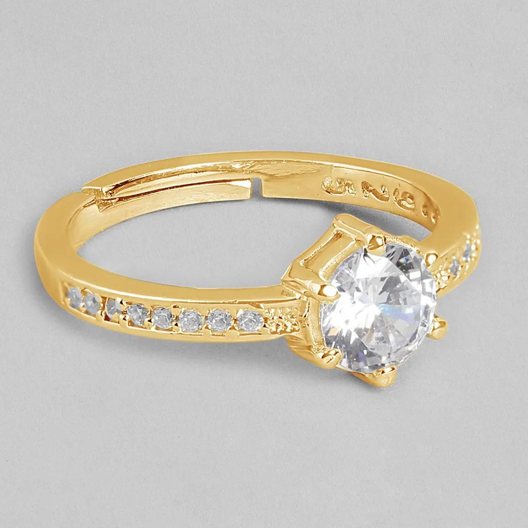 Crystal Cascade CZ Gold-Plated 925 Sterling Silver Ring (Adjustable) - Image 4