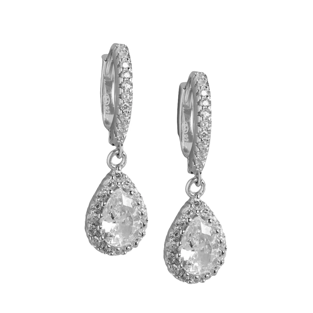 Crystal Clarity Rhodium Plated 925 Sterling Silver Earrings - Image 4