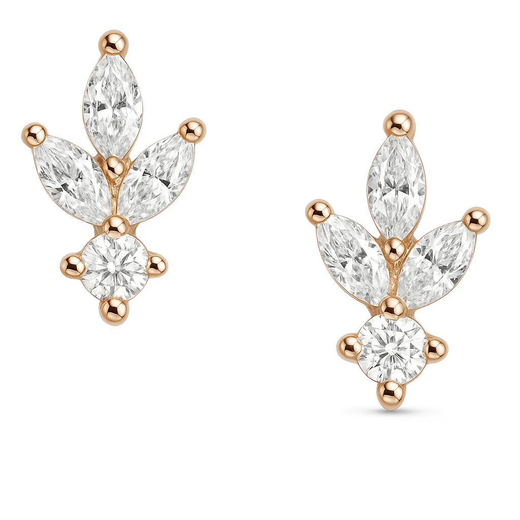 Minimal Leaf 925 Silver Earrings in Rose Gold - Image 5