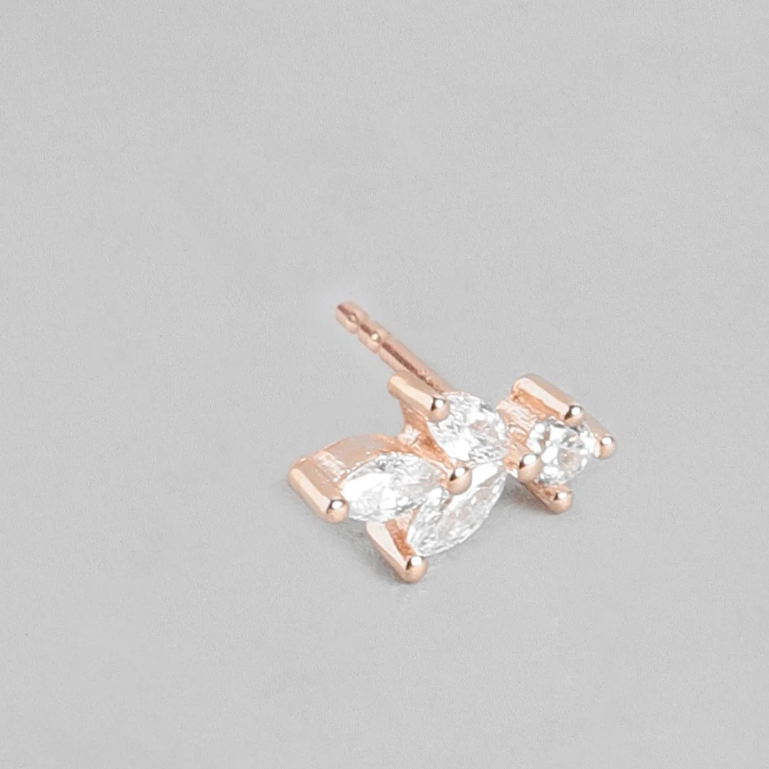 Minimal Leaf 925 Silver Earrings in Rose Gold - Image 6