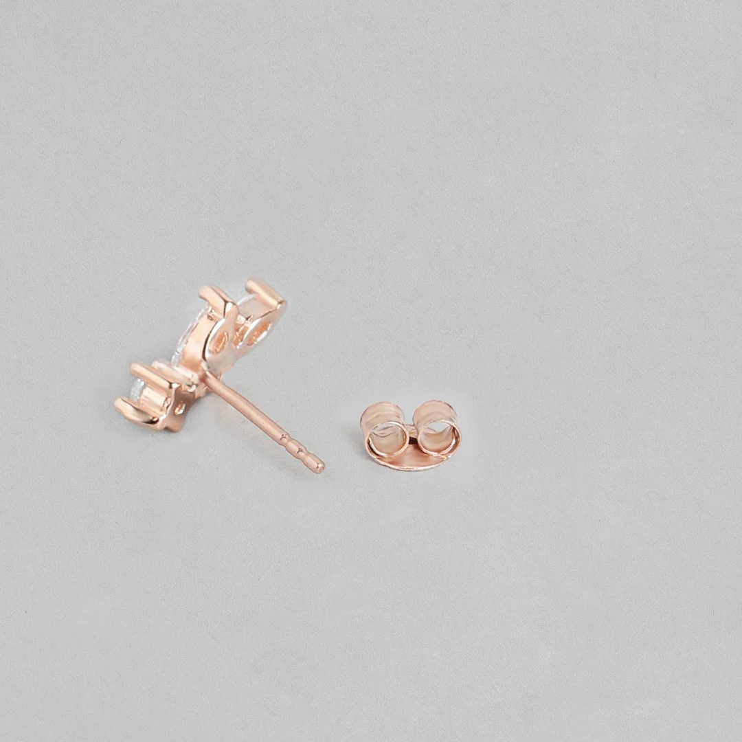 Minimal Leaf 925 Silver Earrings in Rose Gold - Image 7