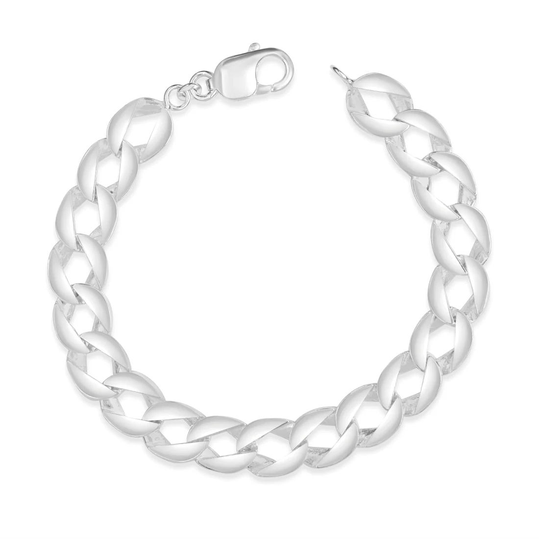 Curb Edge Silver Plated 925 Sterling Silver Men's Bracelet - Image 4