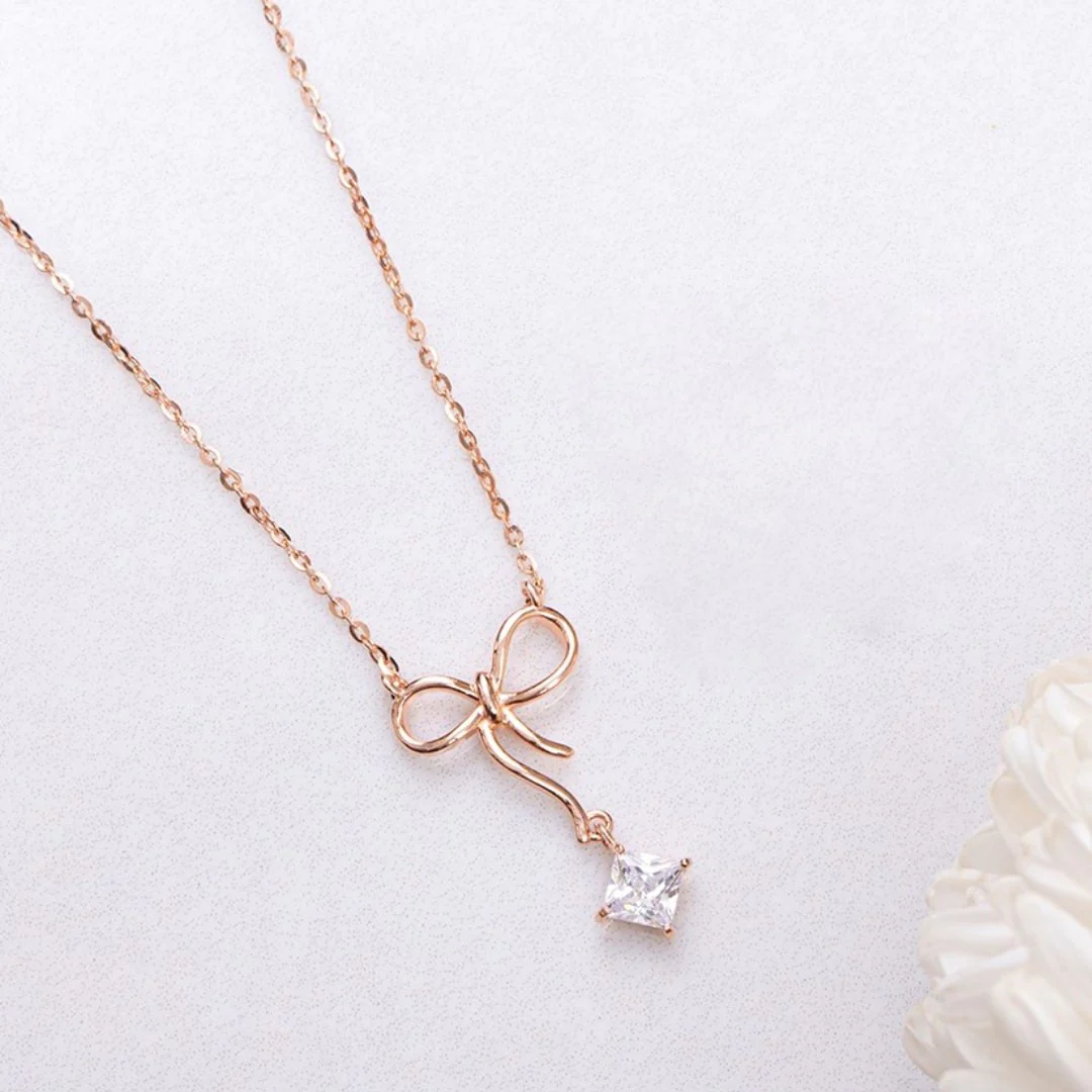 Cutest Bow Tie Rose-Gold 925 Sterling Silver Necklace