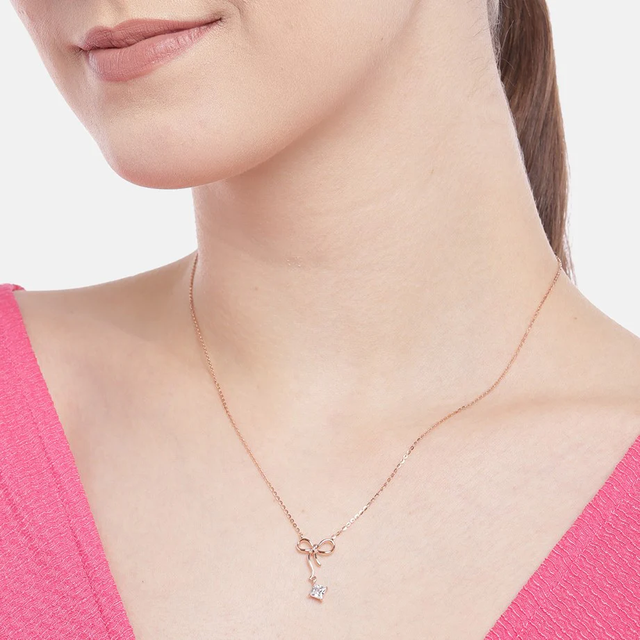 Cutest Bow Tie Rose-Gold 925 Sterling Silver Necklace - Image 2