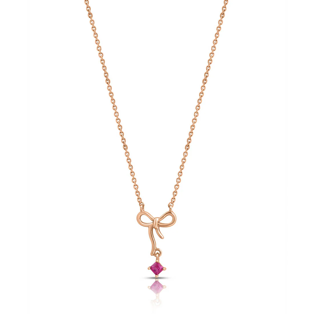 CZ-Bow Rose Gold Plated 925 Sterling Silver Necklace - Image 4