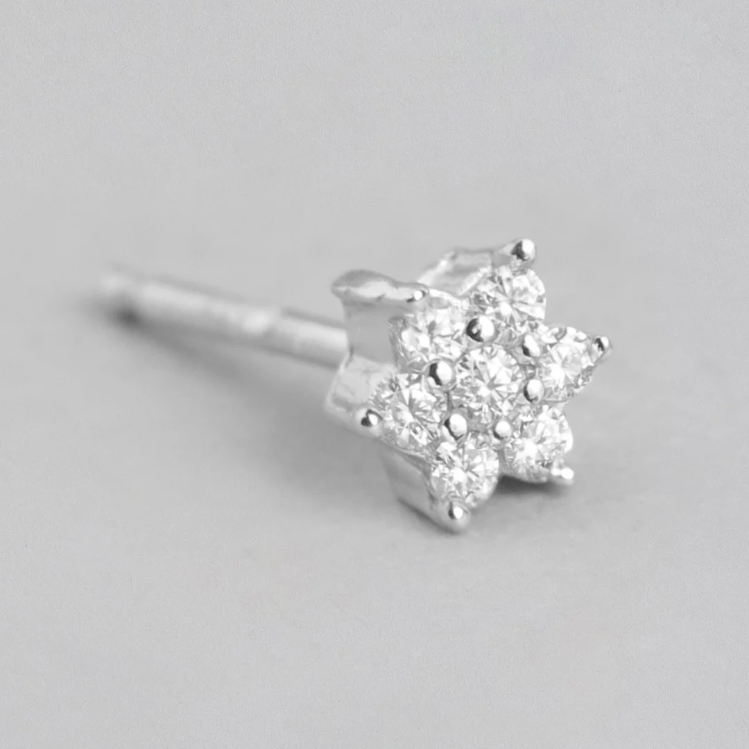 CZ Floral and Hoop Rhodium Plated 925 Sterling Silver Combo - Image 5