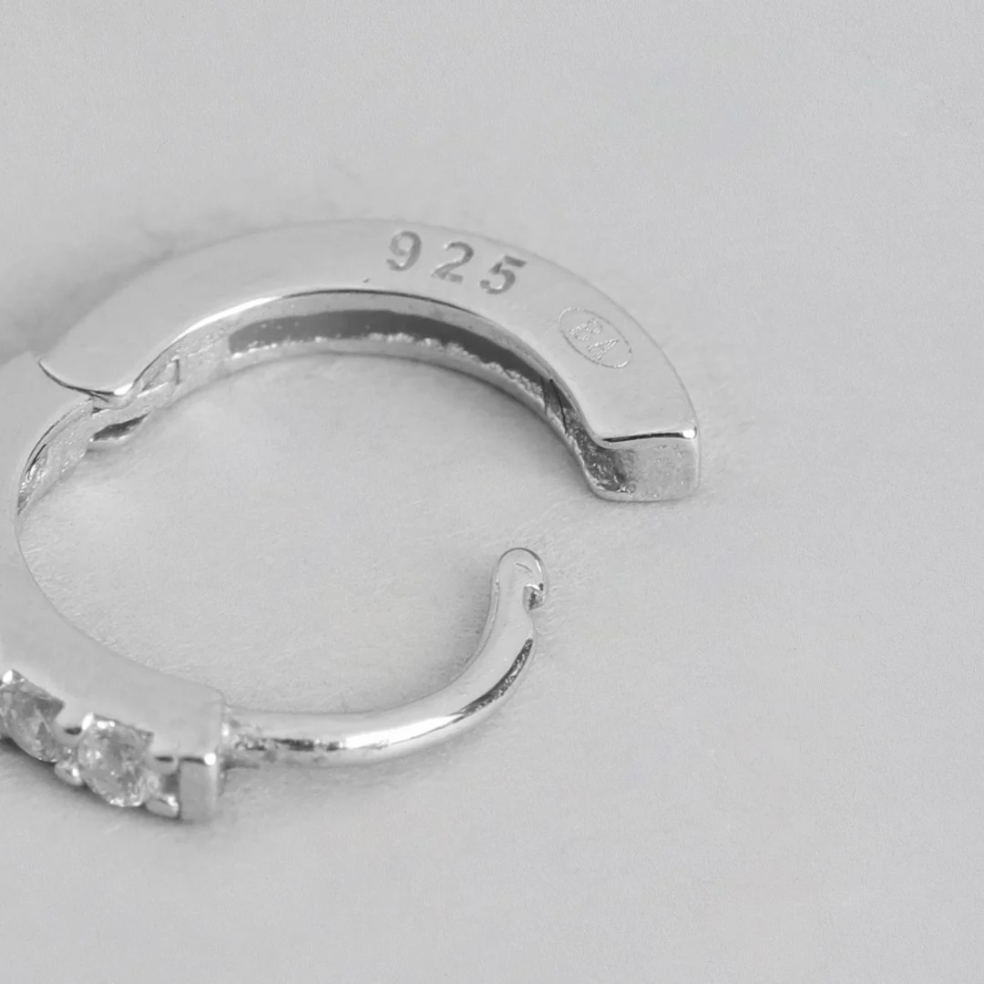 CZ Floral and Hoop Rhodium Plated 925 Sterling Silver Combo - Image 6