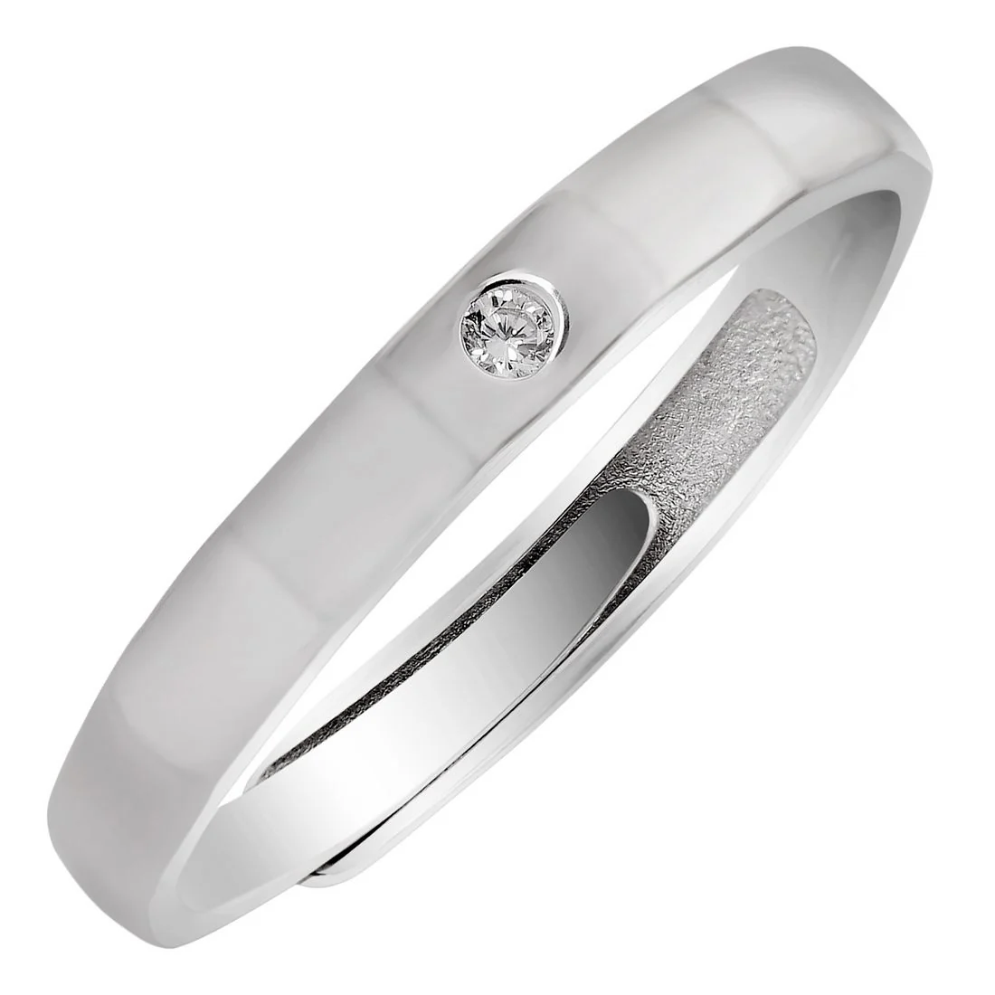 Masculine Brilliance Rhodium Plated 925 Sterling Silver Men's Ring - Image 6
