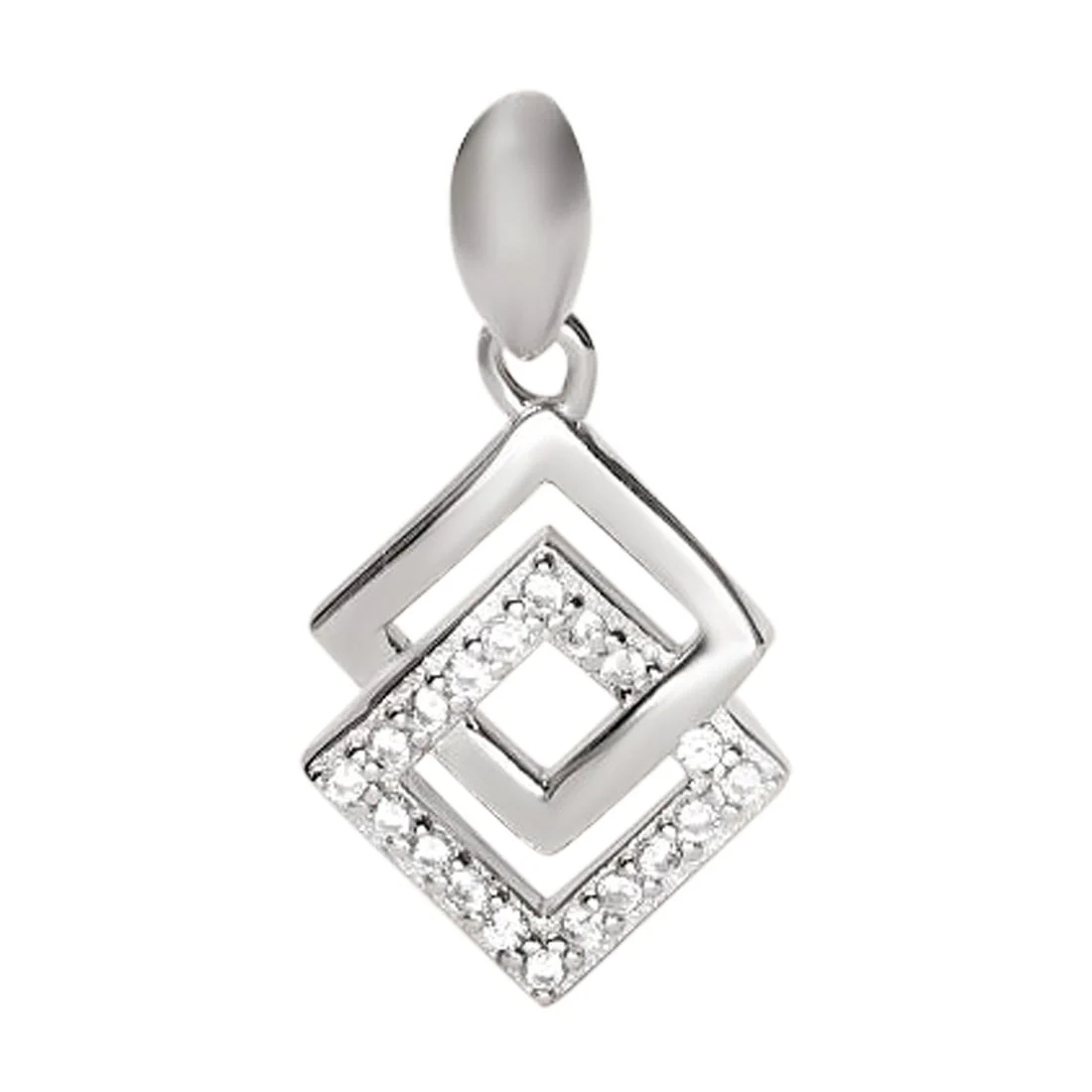 CZ Rhodium Plated Eternal Sparkle 925 Sterling Silver Pendant with Chain - Image 3