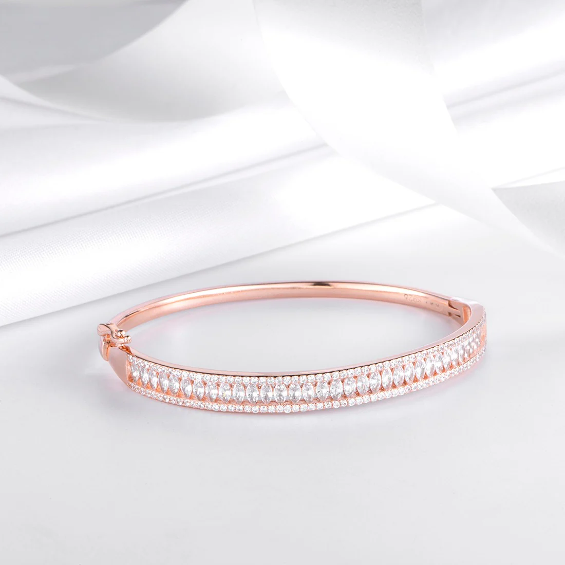 CZ Rose Gold Plated 925 Sterling Silver Kada Bracelet
