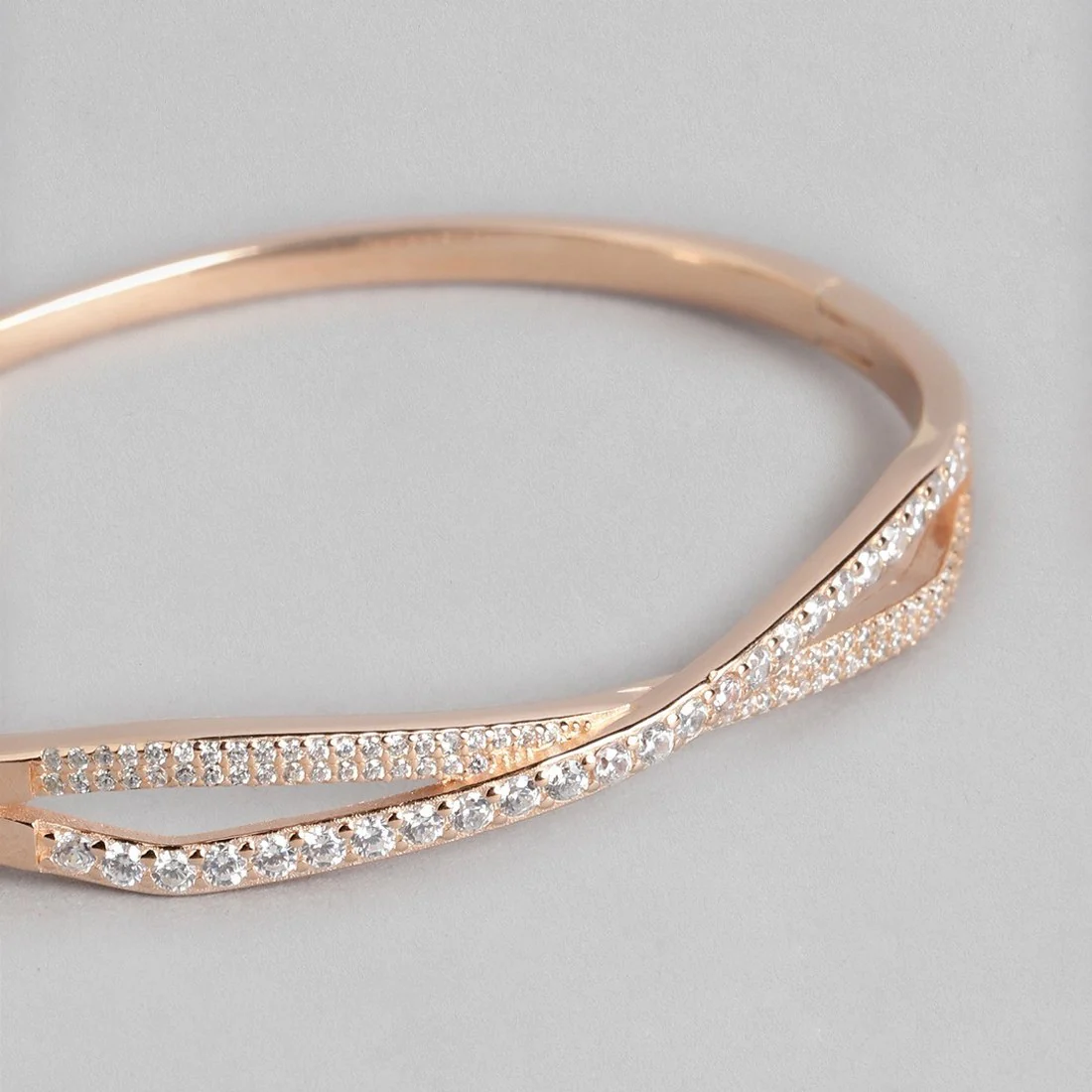 Infinity CZ Rose Gold Plated 925 Sterling Silver Kada Bracelet - Image 7