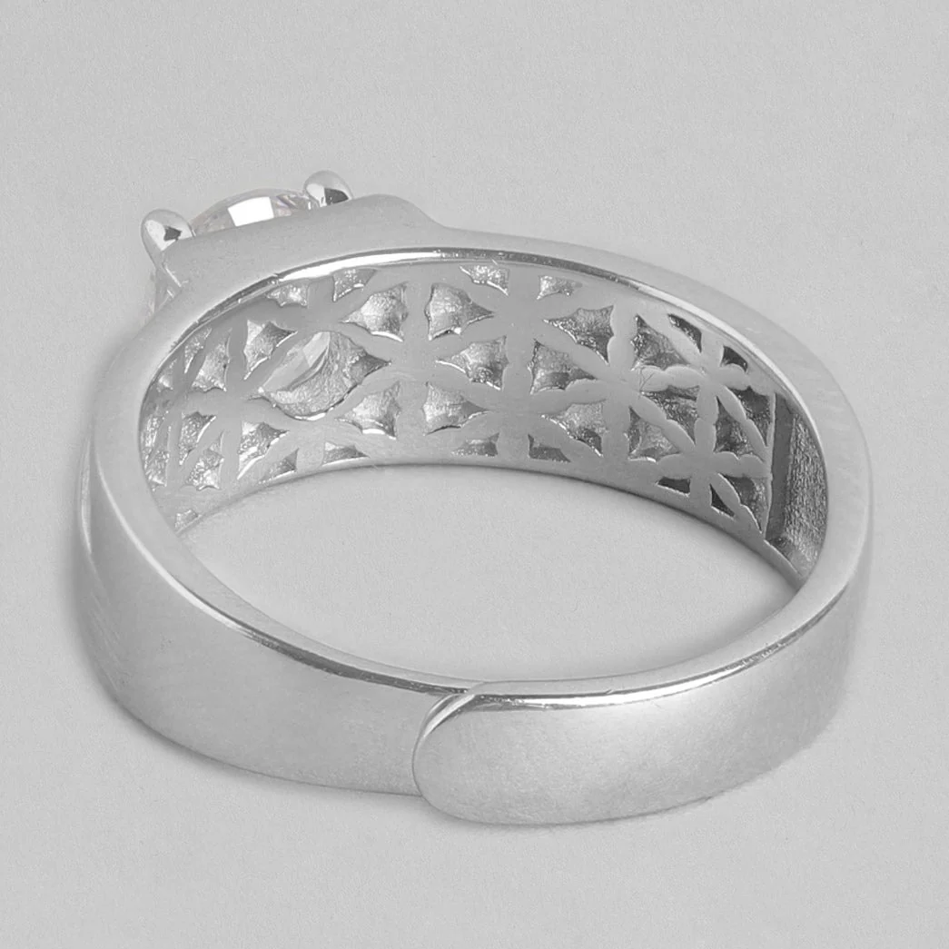 CZ Solitaire 925 Sterling Silver Ring for Him (Adjustable) - Image 13