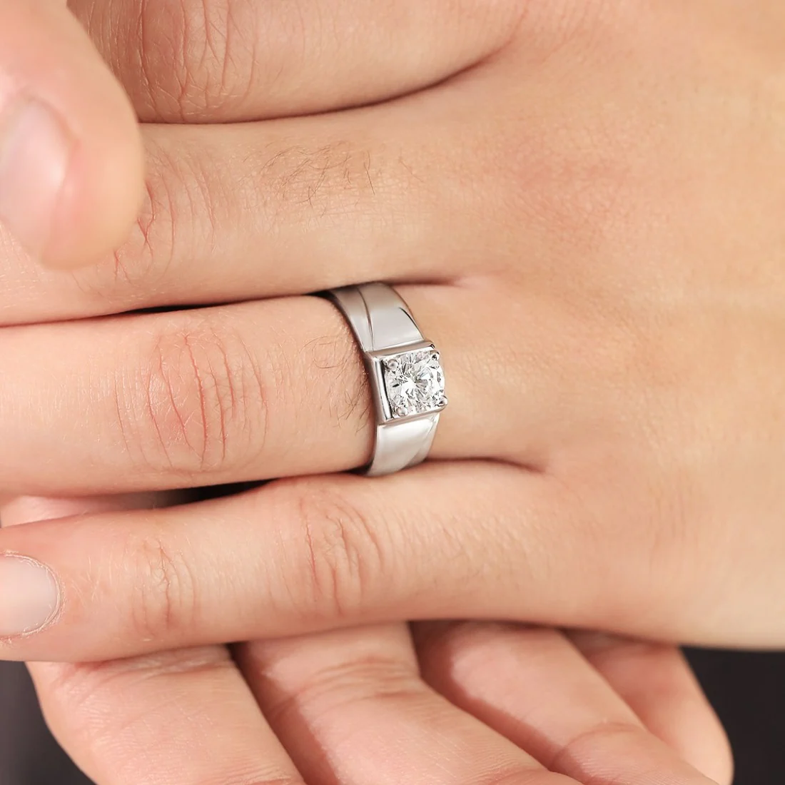 CZ Solitaire 925 Sterling Silver Ring for Him (Adjustable) - Image 3
