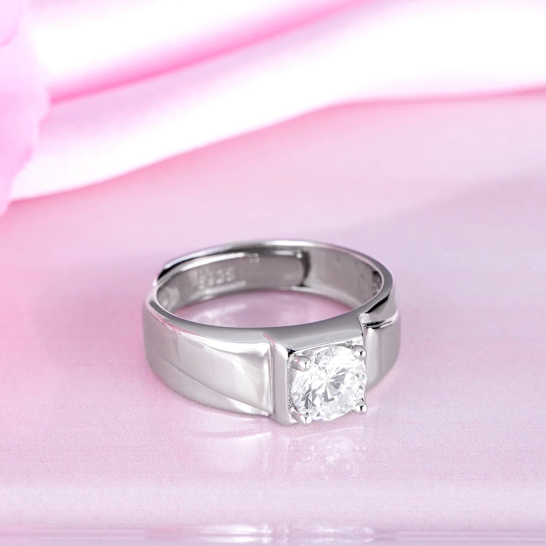 CZ Solitaire 925 Sterling Silver Ring for Him (Adjustable) - Image 5