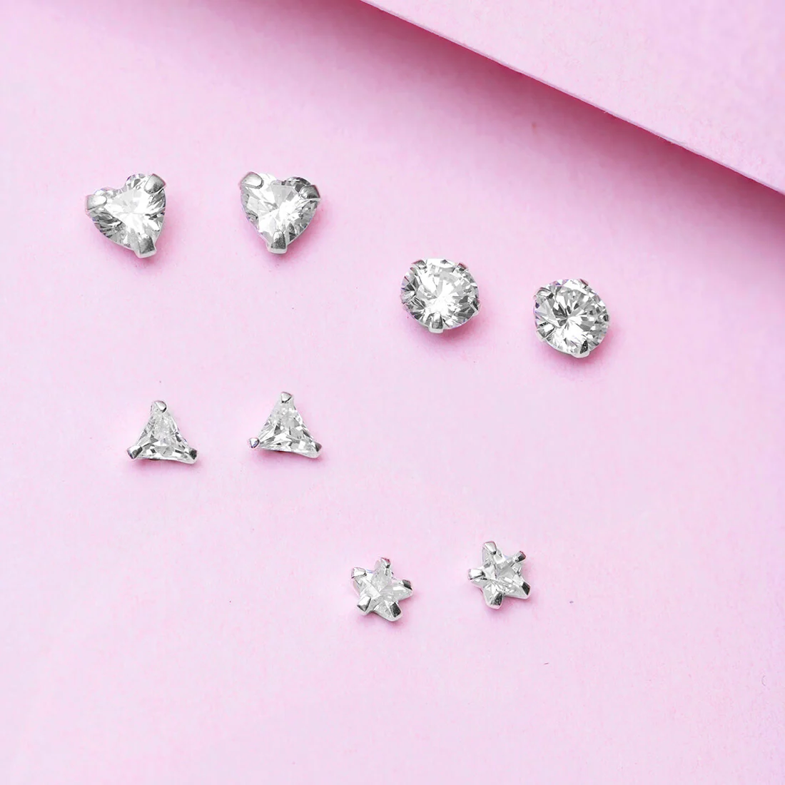 Minimal 925 Silver Earrings, Set of 4 - Image 2