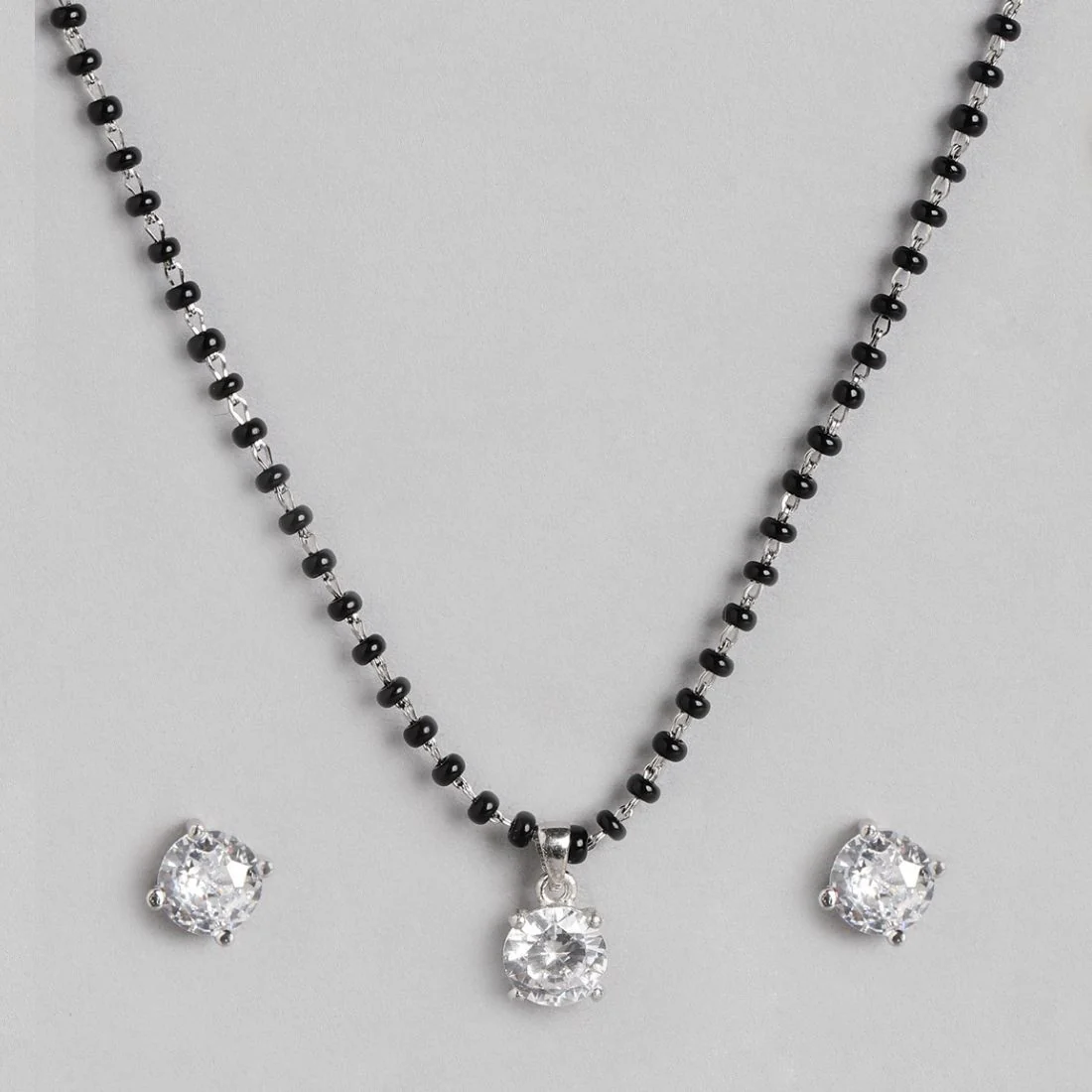 Solitaire Rhodium Plated 925 Sterling Silver Jewelry Set - Image 4