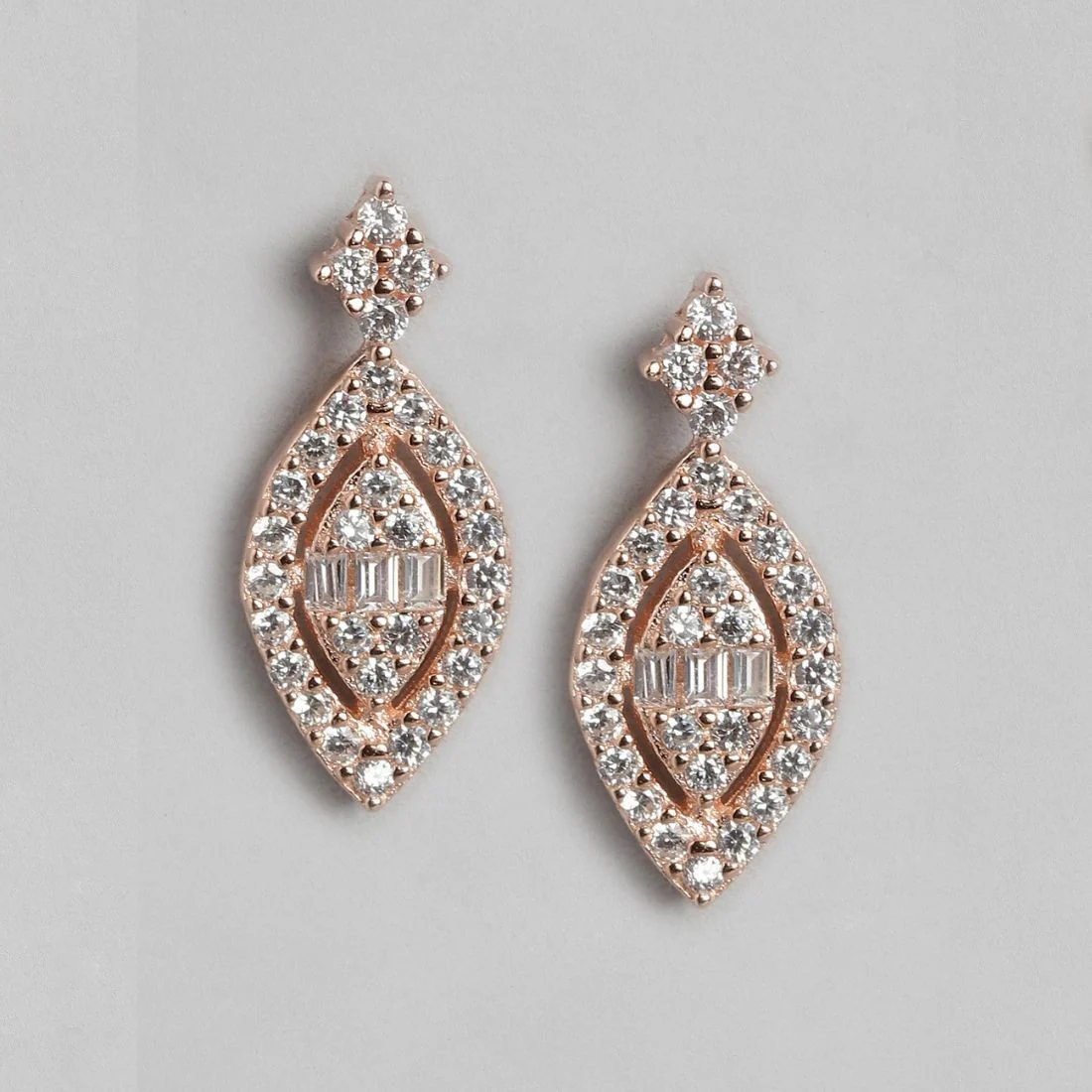Drop CZ Rose Gold Plated 925 Sterling Silver Earrings - Image 3