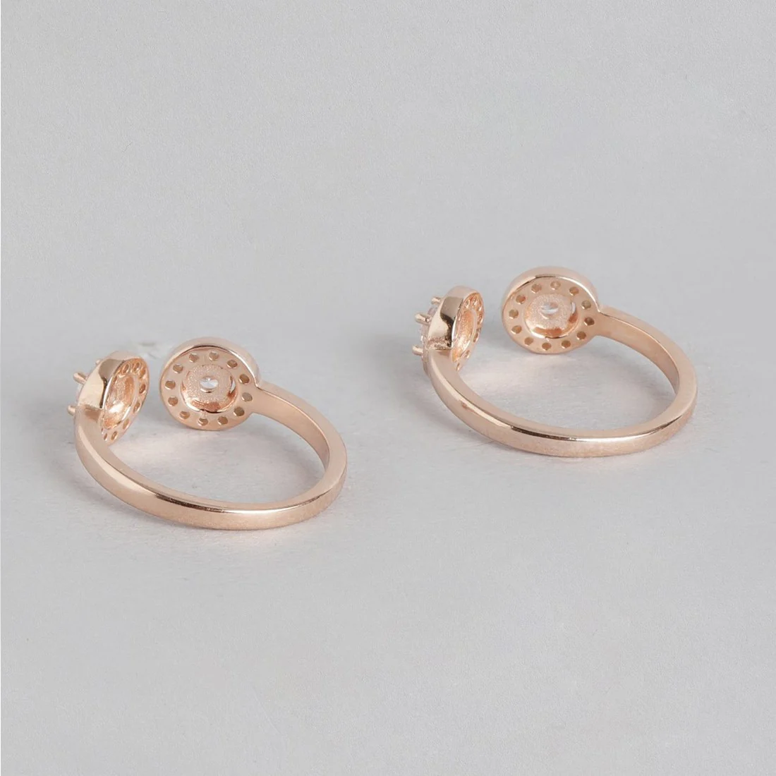 CZ Studded Rose Gold Plated 925 Sterling Silver Toe Rings - Image 4