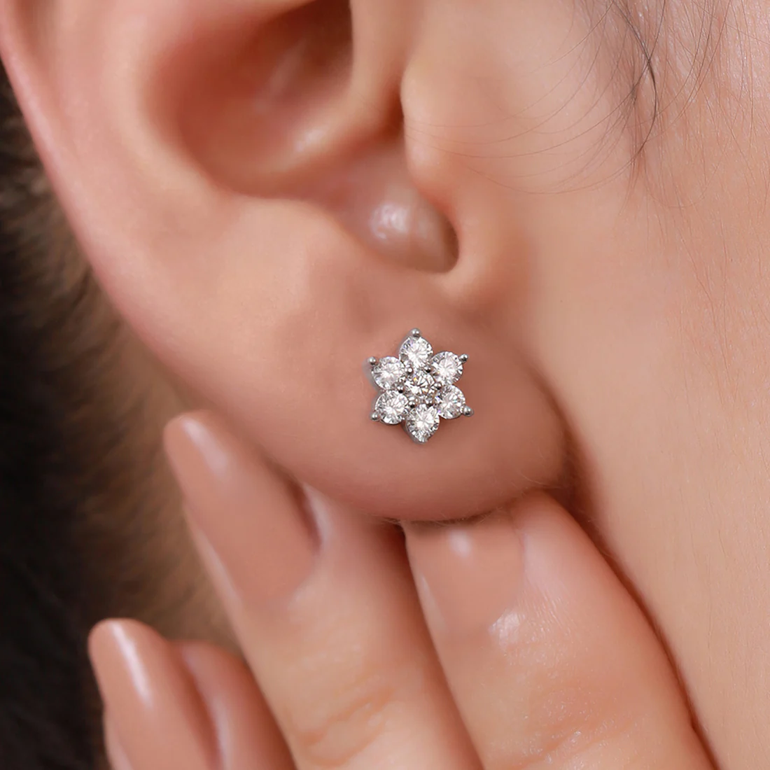 CZ Studded Star Rhodium Plated 925 Sterling Silver Studs - Image 13