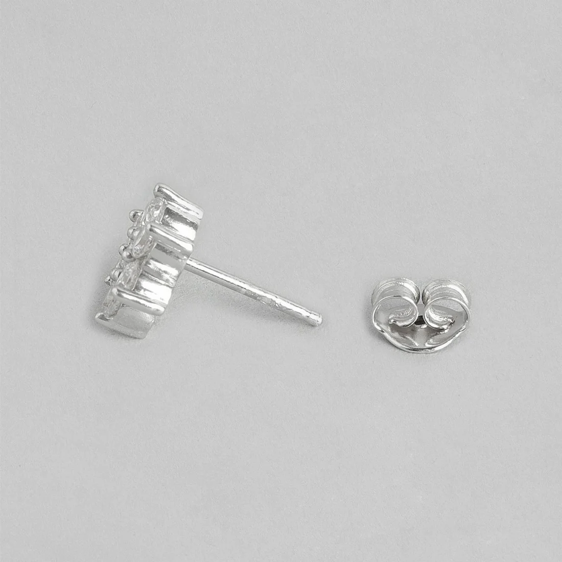CZ Studded Star Rhodium Plated 925 Sterling Silver Studs - Image 9