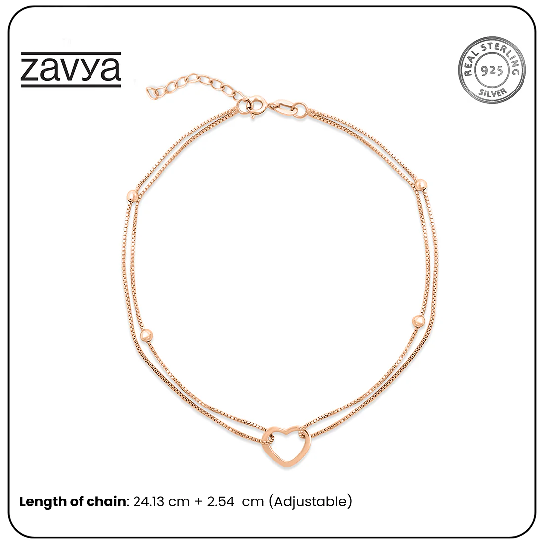Dainty Silver Heart 925 Silver Anklets - Image 14