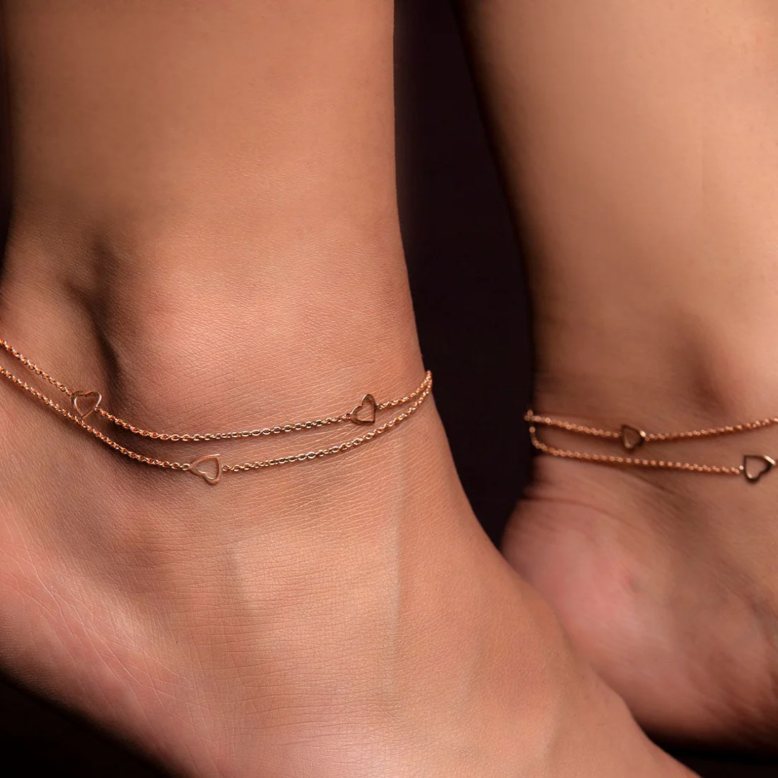 Singing Hearts 925 Sterling Silver Anklets In Rose Gold - Image 11