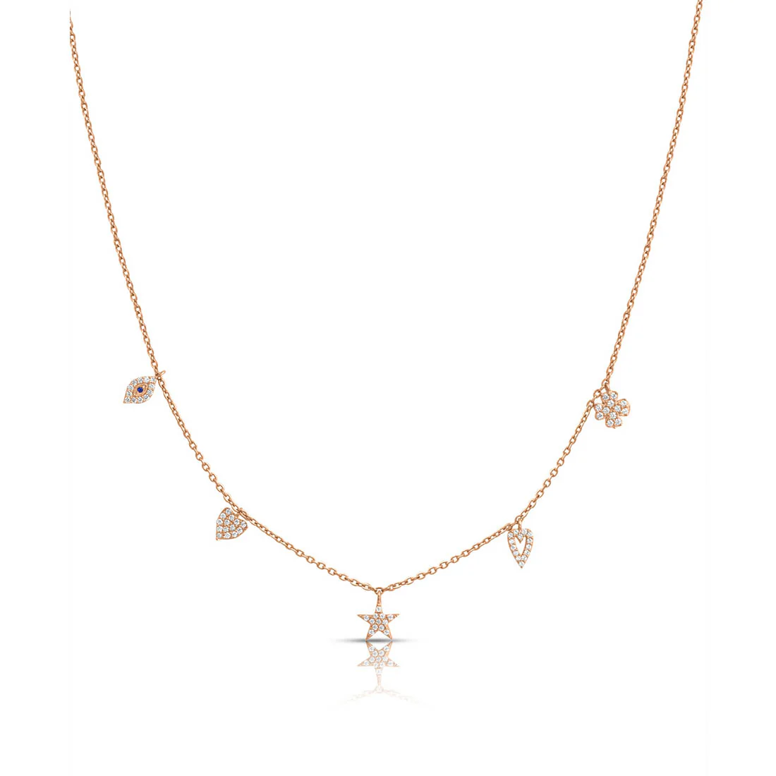 Dancing Charms Rose Gold Plated 925 Sterling Silver Necklace - Image 4