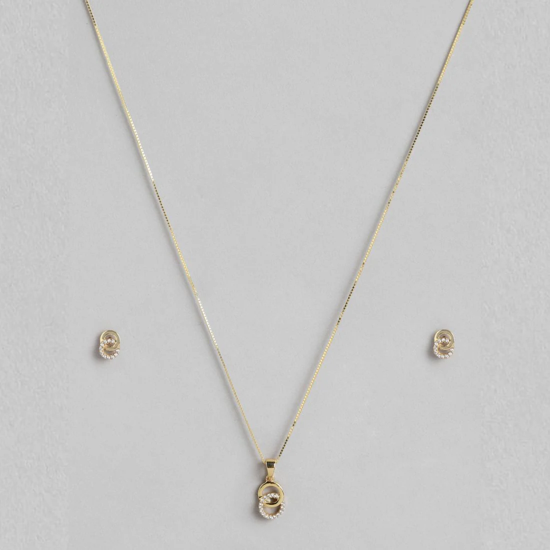Dazzling Dance Double Circle CZ Gold-Plated Jewellery Set - Image 3