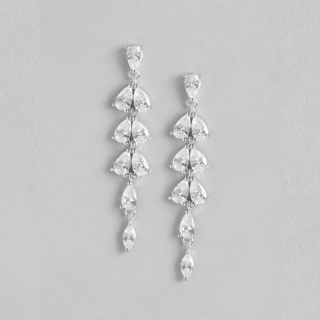 Dazzling Droplets Rhodium-Plated 925 Sterling Silver Drop Earrings - Image 3