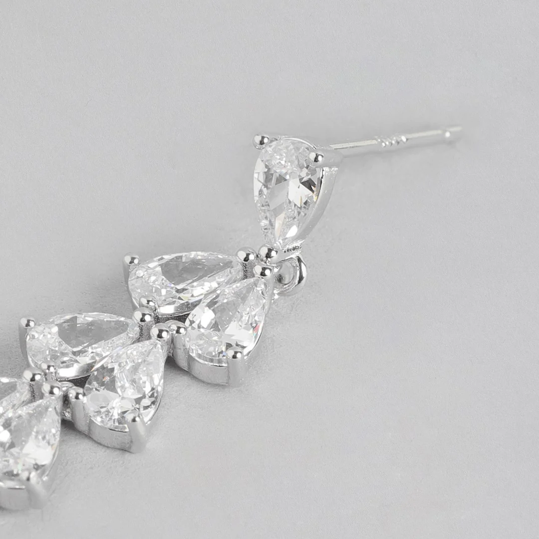 Dazzling Droplets Rhodium-Plated 925 Sterling Silver Drop Earrings - Image 4