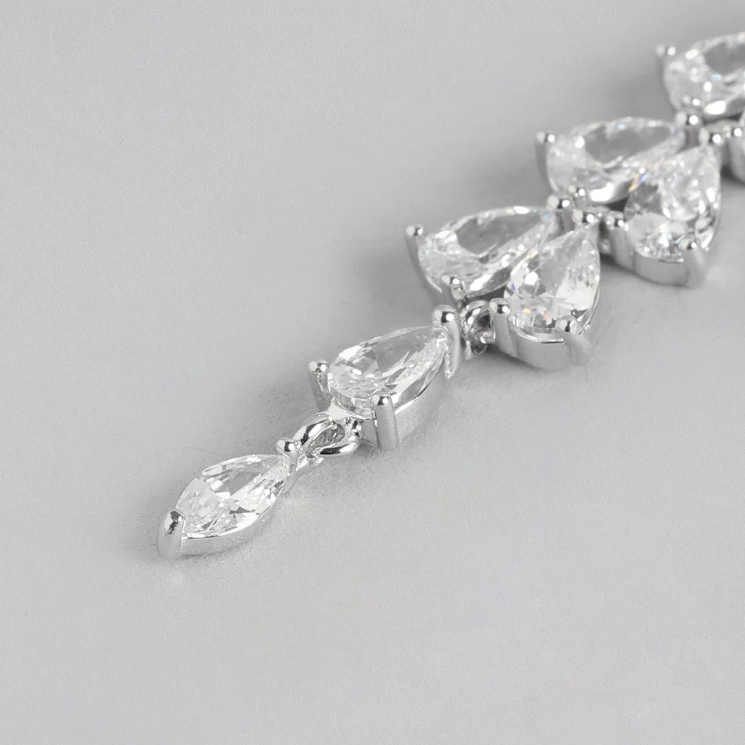 Dazzling Droplets Rhodium-Plated 925 Sterling Silver Drop Earrings - Image 5