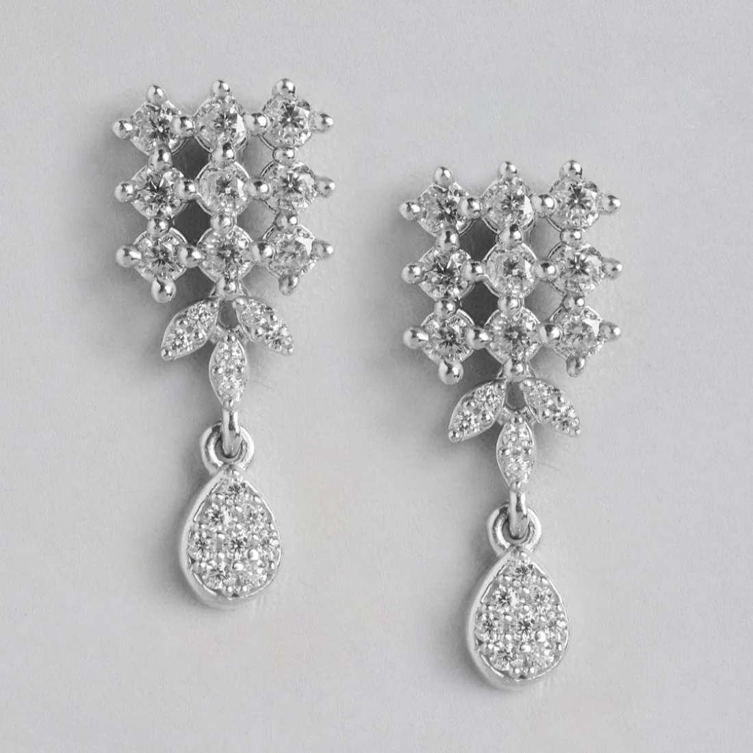 Dazzling Droplets Rhodium-Plated CZ 925 Sterling Silver Drop Earrings - Image 3