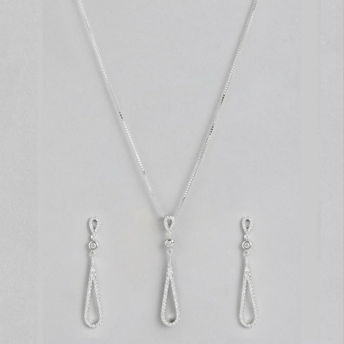 Dazzling Droplets Rhodium-Plated CZ 925 Sterling Silver Jewelry Set - Image 3