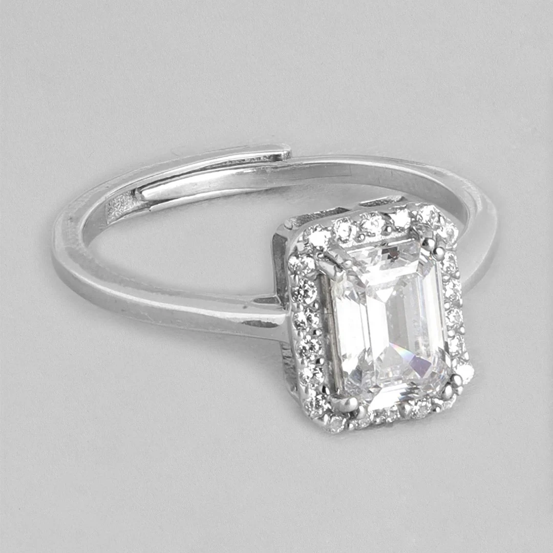 Dazzling Geometry CZ 925 Sterling Silver Ring (Adjustable) - Image 2