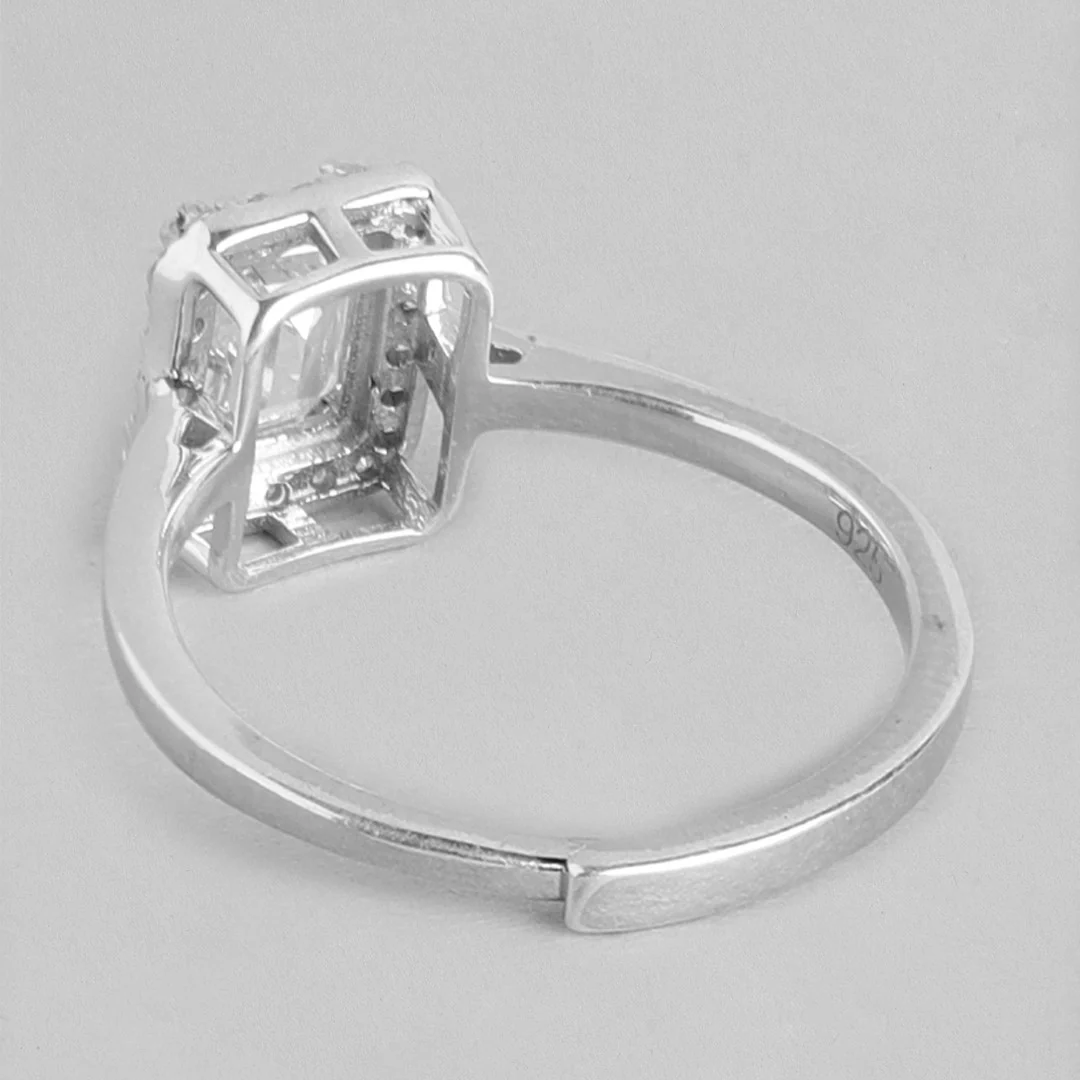 Dazzling Geometry CZ 925 Sterling Silver Ring (Adjustable) - Image 7