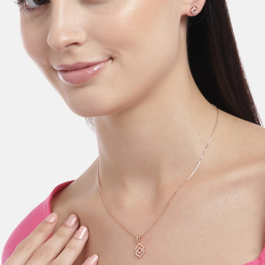 Dazzling Rose Gold Elegance CZ 925 Sterling Silver Jewelry Set - Image 2