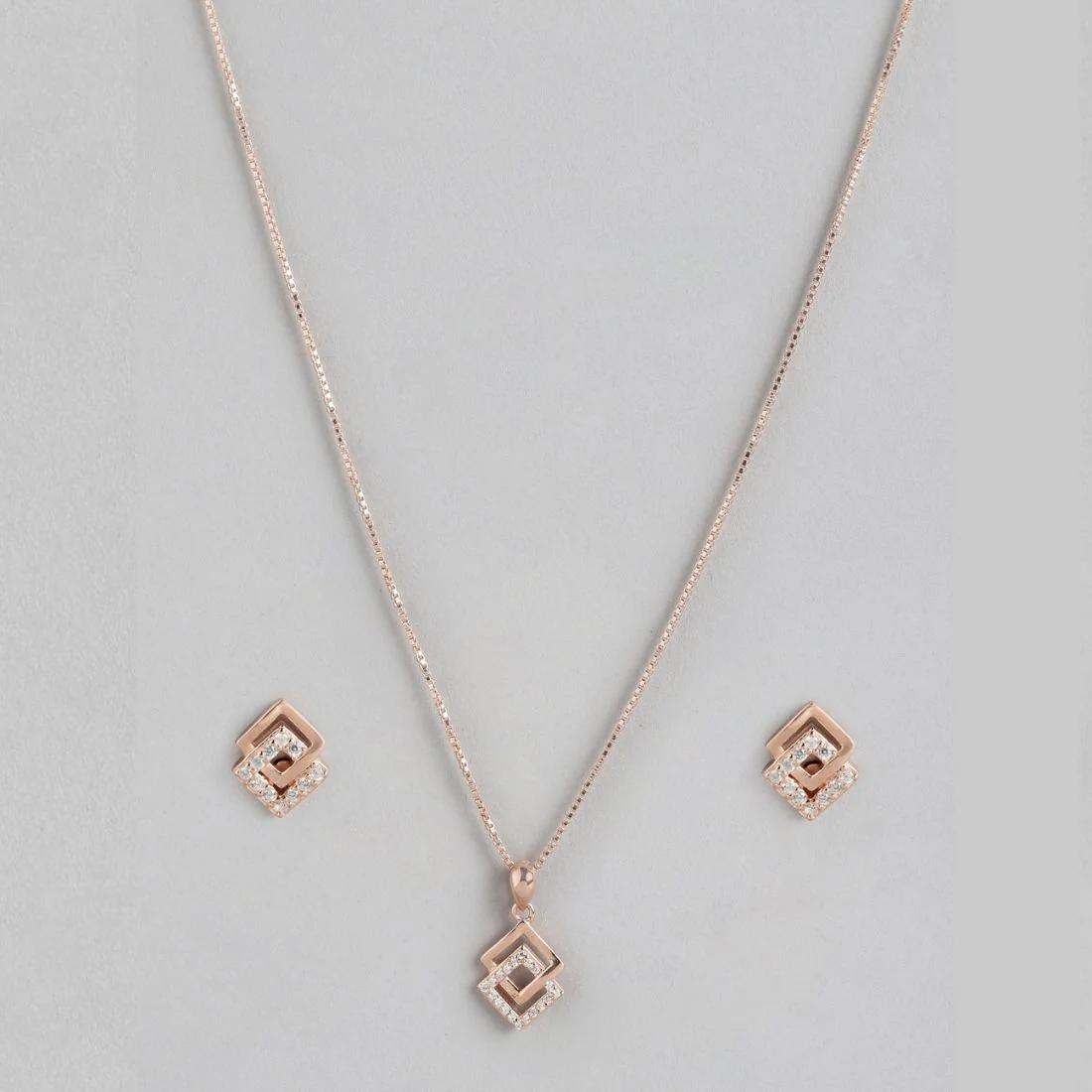 Dazzling Rose Gold Elegance CZ 925 Sterling Silver Jewelry Set - Image 3