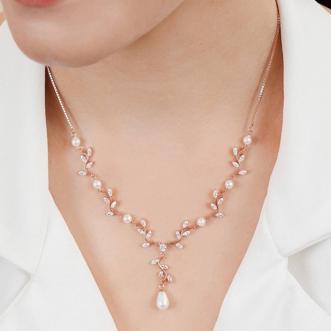 KAMA x Zavya Dazzling Rose Gold-Plated CZ Necklace - Image 8