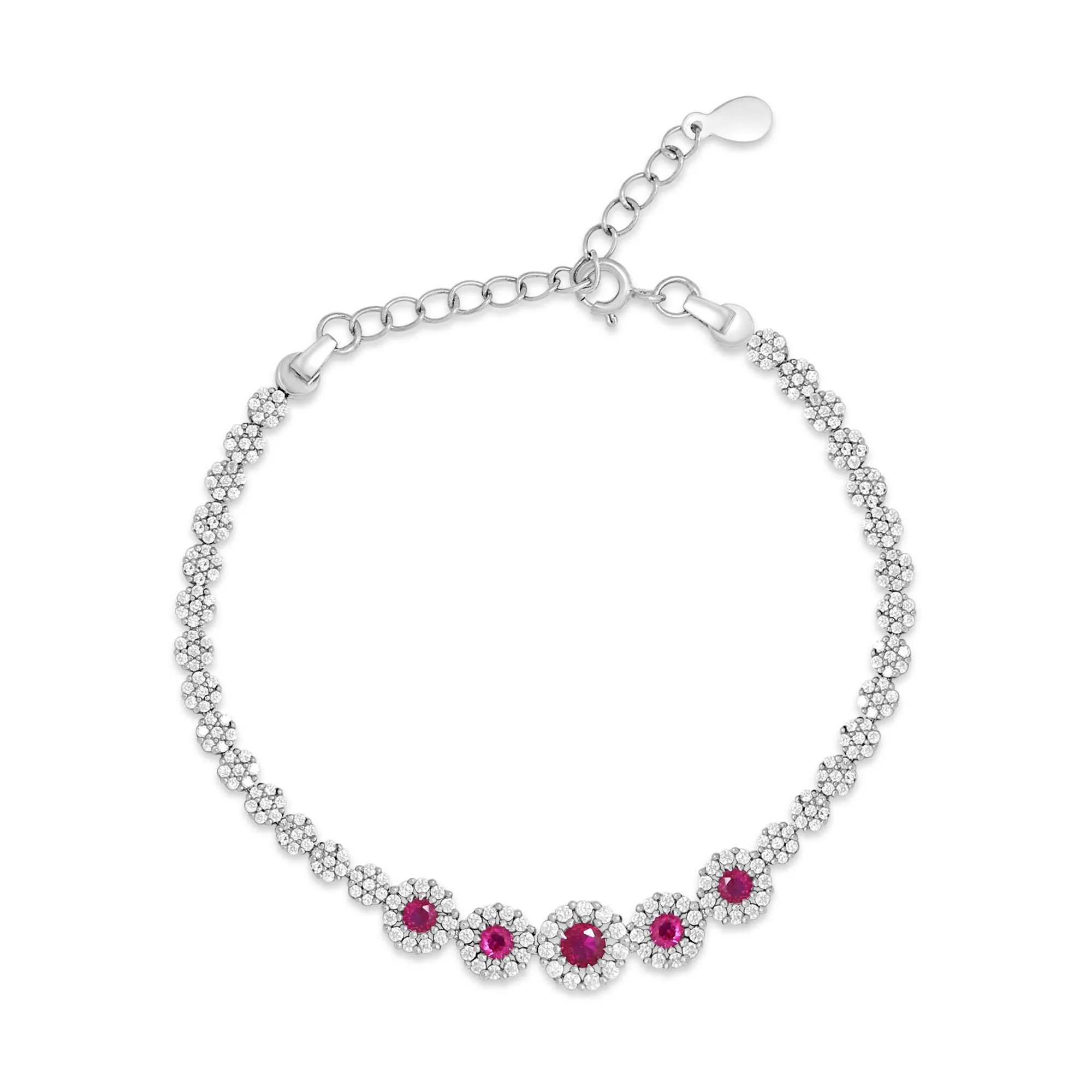 Dazzling Ruby Color Adjustable 925 Silver Bracelet - Image 4