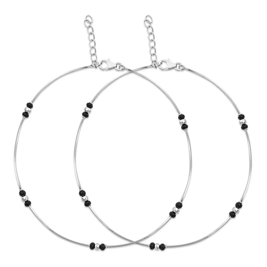 KAMA x Zavya Delicate Bead Silver Anklet - Image 8